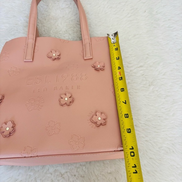 Ted Baker Blush Pink Floral Faux Leather Small Tote 10”x 9.75”x 4” - Picture 6 of 16